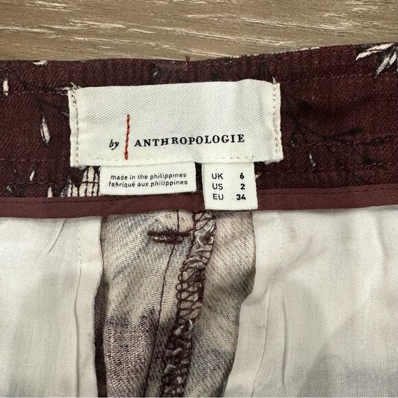 Anthropologie Linen Blend Mid Rise Wide Leg Pants Size 2 Floral Print - Picture 8 of 16